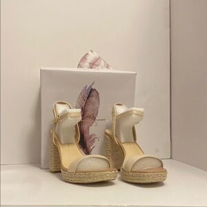 Jessica Simpson Cream Wedge Sandals with Elegant Straps